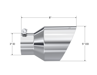 MBRP Universal T304 Stainless Steel Exhaust Tip 3 Inch Inlet / 5 Inch Outlet / 8 Inch Length, Angle Cut, Dual Wall