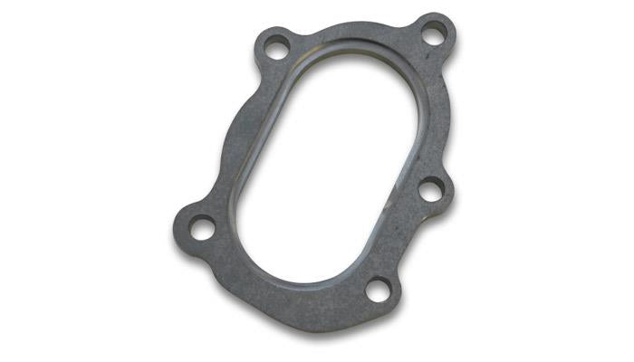 Vibrant GT25R / GT28R Discharge Flange with Oval Outlet - 304 Stainless Steel, 5-Bolt, 0.5 Inch Thickness