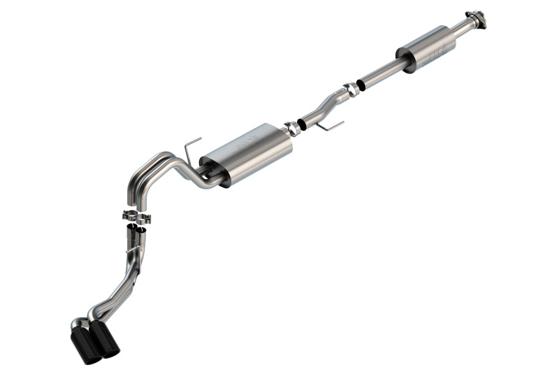 Borla F-150 2021-2025 3-Inch Dual Side Exit Cat-Back Exhaust System with Black Chrome Tips for 2.7L/3.5L V6 Engines
