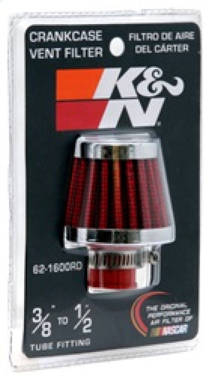 K&N Engineering 62-1600RD Crankcase Vent Filter with Chrome Top and Base for Classic and Racing Applications