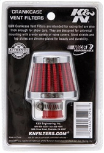 K&N Engineering 62-1600RD Crankcase Vent Filter with Chrome Top and Base for Classic and Racing Applications