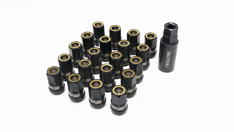 Wheel Mate Muteki HR38 Open End Lug Nuts 12x1.25 Titanium Chrome with Yellow Ring