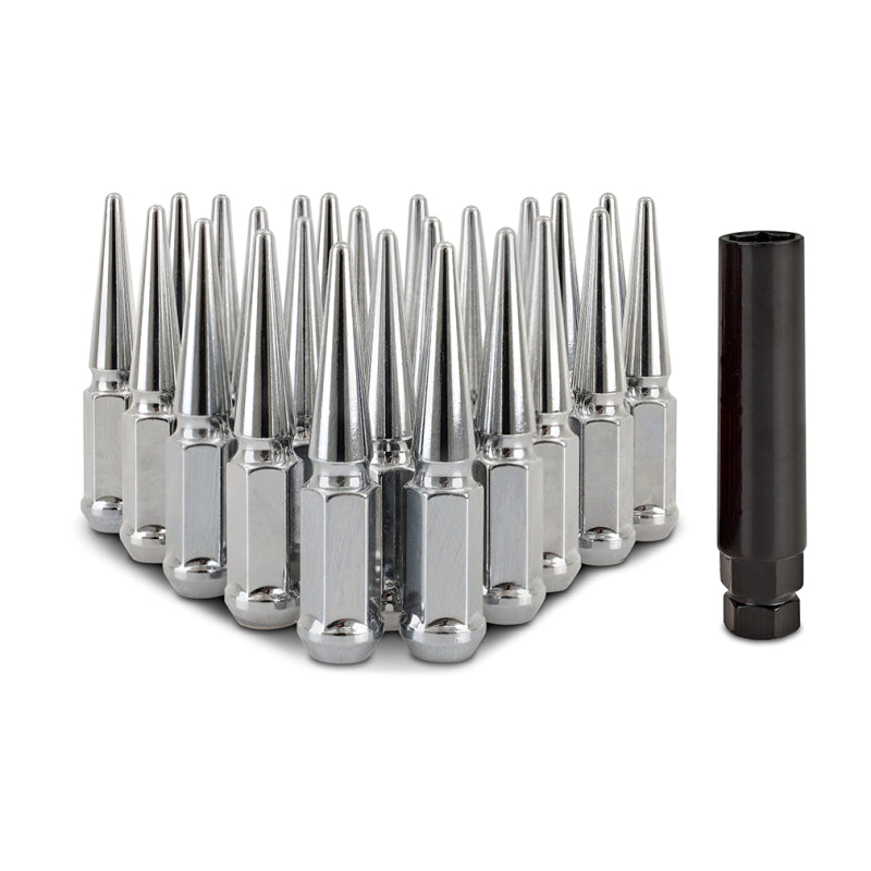 Mishimoto Steel Spiked Lug Nuts M12 x 1.5 – Chrome, 24-Piece Set