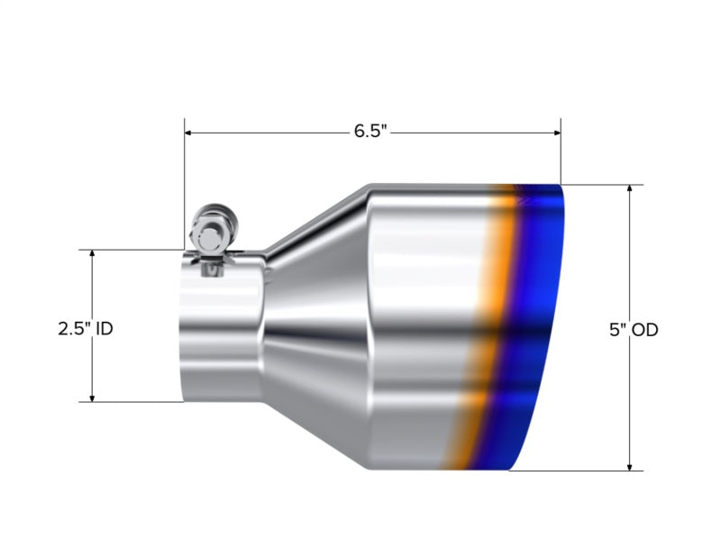 MBRP Burnt End Exhaust Tip 2.5 Inch Inlet - 5 Inch Outlet - T304 Stainless Steel Universal Fit