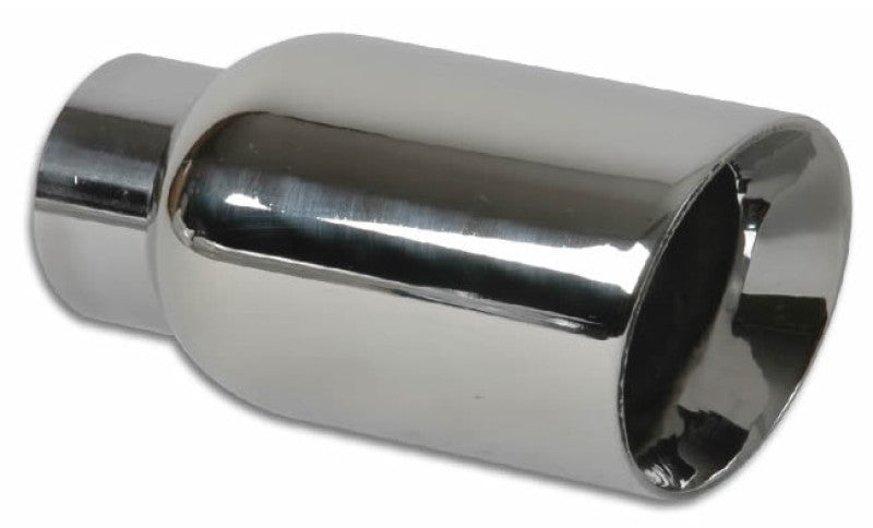 Vibrant 4 inch OD Round Stainless Steel Exhaust Tip with Beveled Outlet - 3 inch Inlet