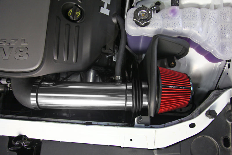 Spectre 11-17 Dodge Challenger/Charger 5.7L V8 Air Intake Kit – Polished Aluminum with Red Reusable Filter