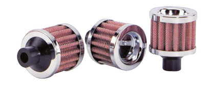 Vibrant Crankcase Breather Filter with Chrome Cap – 2 1/8 inch Cone OD, 2 5/8 inch Tall, 5/8 inch 15mm ID