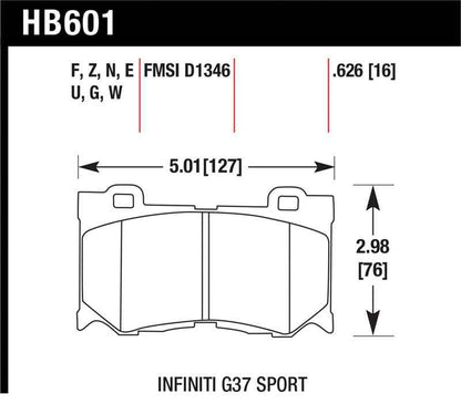Hawk 10-11 Infiniti FX50 / 09-10 G37 / 09-10 Nissan 370Z DTC-70 Race Front Brake Pads