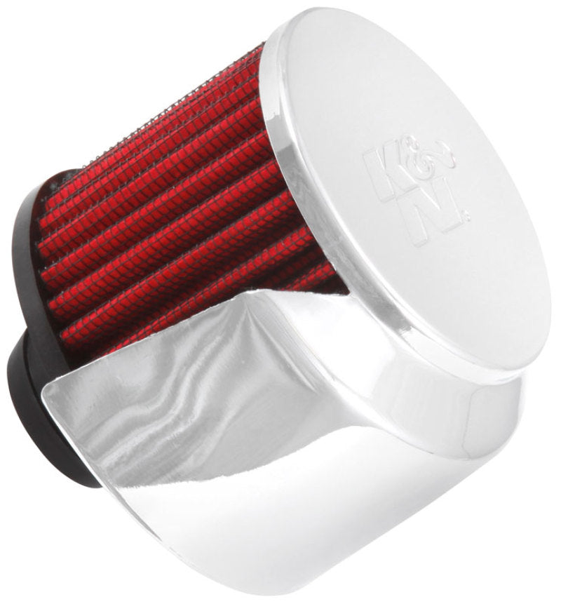 K&N Engineering 62-1516 Crankcase Vent Filter with Chrome Top and Heat Shield for Classic and Racing Engines