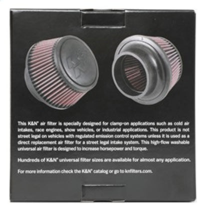 K&N Engineering RU-5288 Universal Round Clamp-On Air Filter – 3-inch Flange ID, 6-inch Base OD, 4.625-inch Top OD, 3-inch Height