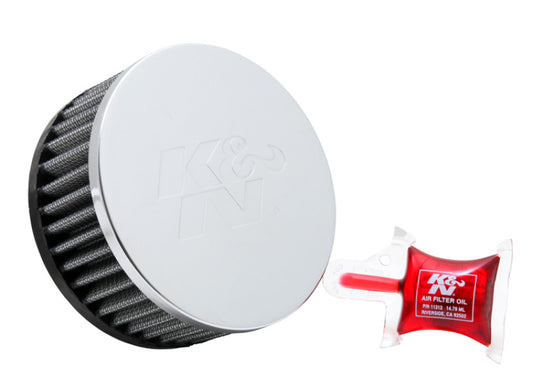K&N Engineering RC-1950 Universal Chrome Air Filter - 2.5 Inch Outer Diameter, 2 Inch Height