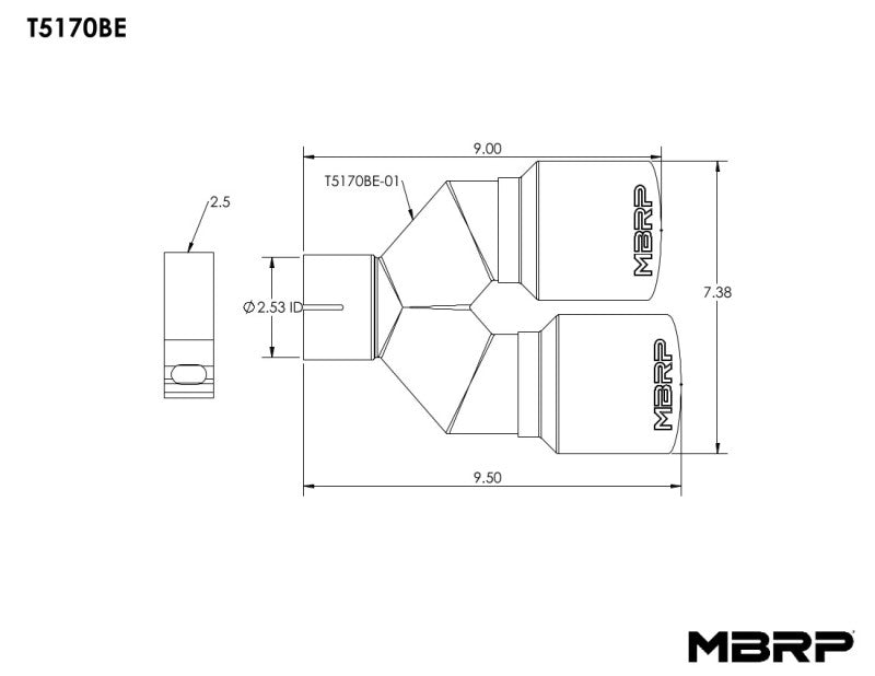 MBRP Universal T304 Stainless Steel Dual Burnt End Exhaust Tip – 3.5 inch OD / 2.5 inch Inlet