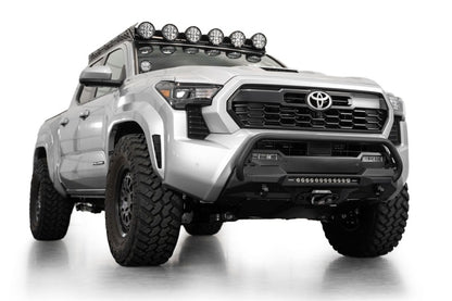 Addictive Desert Designs 2024 Toyota Tacoma Stealth Center Mount Winch Front Bumper with Top Hoop and 20-Inch Light Bar Mount