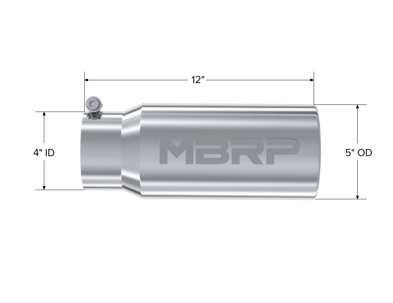 MBRP Universal Exhaust Tip 5 Inch Diameter, Straight Rolled Finish, 4-Inch Inlet, 12-Inch Length