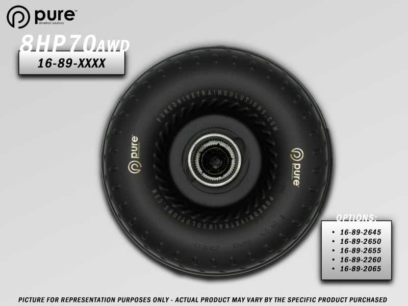 Pure Drivetrain Solutions 8HP70 High Performance Billet Race Torque Converter with 26/50 Stator for AWD Vehicles
