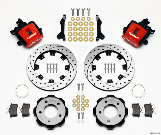 Wilwood Combination Parking Brake Rear Kit for Honda Civic and CRZ - 12.19 Inch Drilled Rotors, Red Finish Part #140-11979-DR