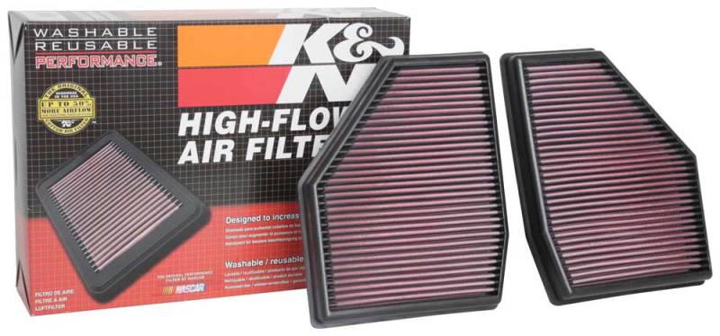 K&N Engineering 33-3128 High-Flow Reusable Air Filter for 2018-2021 BMW M5 and M8 Models