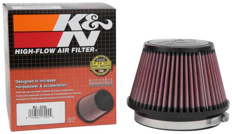 K&N Universal Rubber Air Filter with 5-inch Flange ID – Fits 2014-2016 Buick Verano, Honda Fit, Cadillac ATS