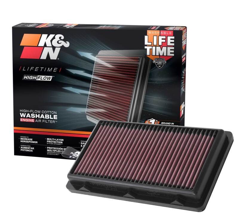 K&N 33-5108 High-Flow Reusable Air Filter for 2020-2021 Hyundai Sonata and Kia K5 with 1.6L Diesel Engine