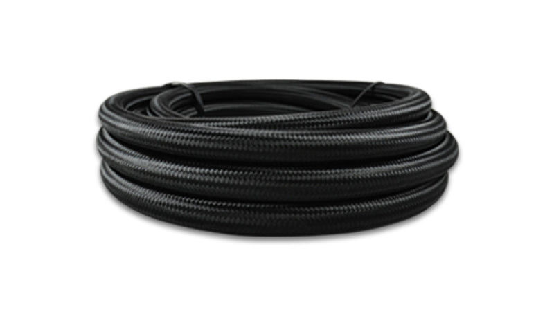 Vibrant -8 AN Black Nylon Braided Flex Hose with Reinforced CPE Inner Liner, 50 ft Roll