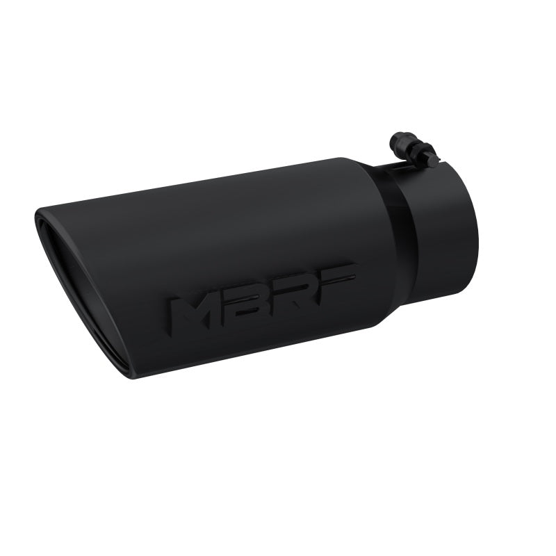 MBRP Universal Exhaust Tip 5 in. Diameter Black Coated Stainless Steel – Angled Rolled End, 12 in. Length