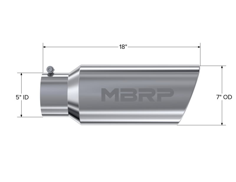 MBRP Universal Exhaust Tip 7-Inch O.D. Rolled End with 5-Inch Inlet - T304 Stainless Steel