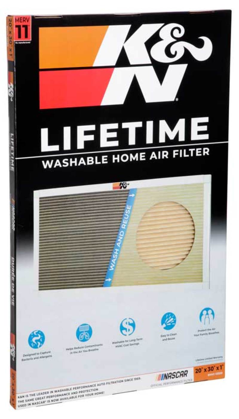 K&N Engineering HVAC Filter 20 x 30 x 1 Part HVC-12030 - Washable and Reusable Pleated Synthetic Media