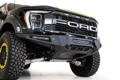 Addictive Desert Designs HoneyBadger Front Bumper for Ford Raptor 2021-2023 with Light Mounts and Satin Black Finish