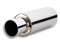 Vibrant TPV Turbo Round Muffler with 4-inch Round Tip and Straight Cut, 3-inch Inlet ID