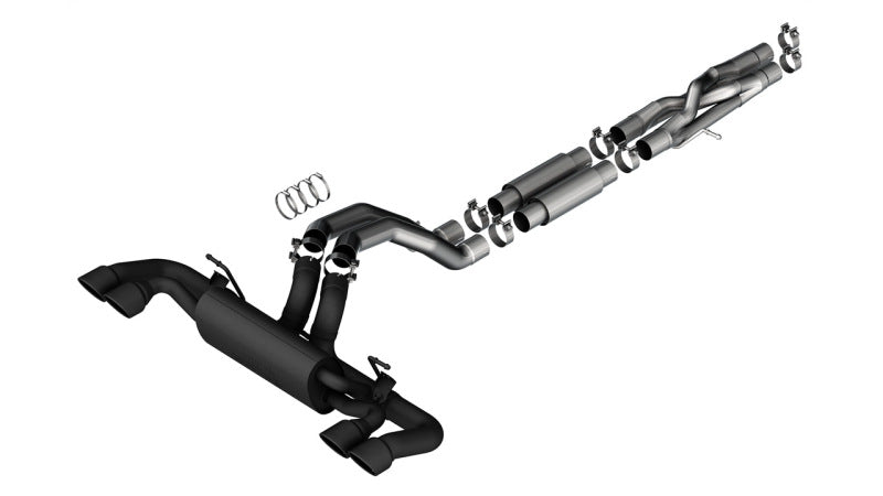 Borla S-Type Cat-Back Exhaust System for 2021-2022 Jeep Wrangler Rubicon 392 6.4L V8 with Dual-Mode Valves and Black Coated Finish