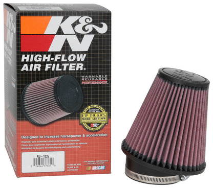 K&N Universal Rubber Air Filter with 3 1/2 Inch Flange - Fits Chevrolet S10 (Part Number RU-1035)