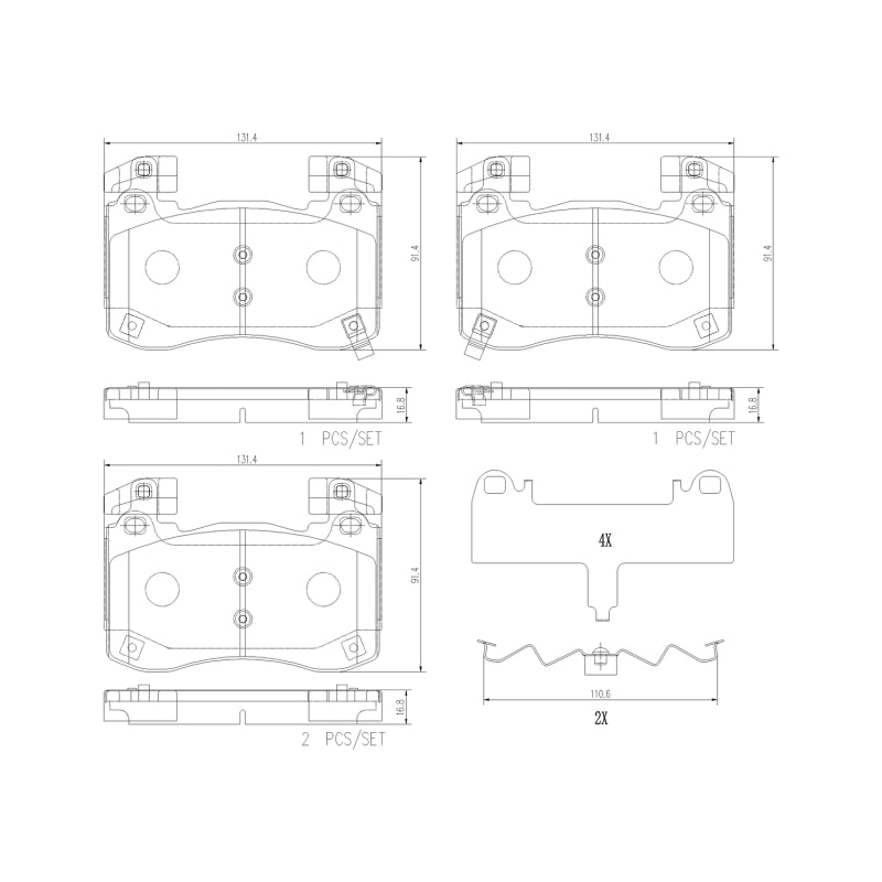 Brembo OE P30113N Front Brake Pads for 2018-2019 Kia Stinger and Genesis G70