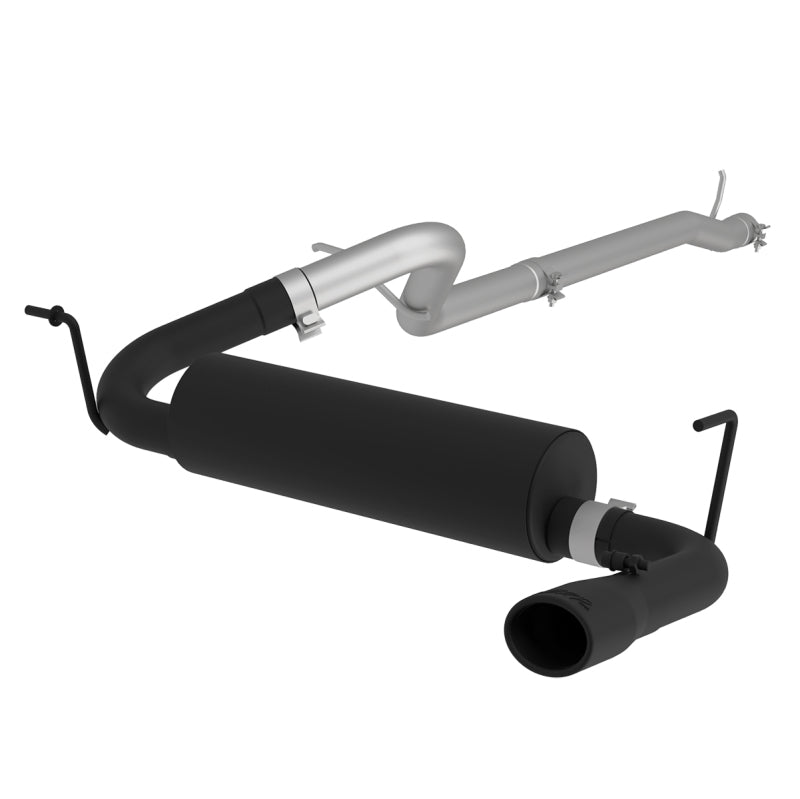 MBRP S5526BLK Armor BLK Series 2.5-inch Cat Back Exhaust System for Jeep Wrangler 2011-2013 with Black Coated Finish