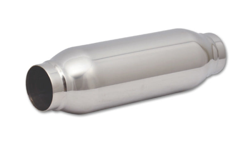 Vibrant SS Resonator (Part #17890) – Standard Bottle Style Exhaust Resonator with 2 Inch Inlet/Outlet and 12 Inch Length
