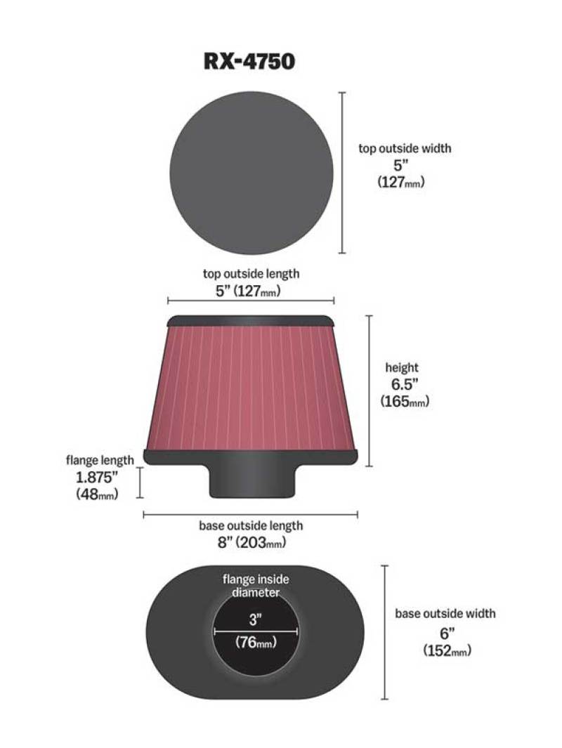 K&N Engineering Part RX-4750 Universal XStream Clamp-On Air Filter for Nissan Xterra
