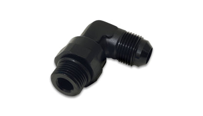 Vibrant -8AN Male Flare to -10ORB Swivel 90 Degree Adapter in Black Anodized Aluminum