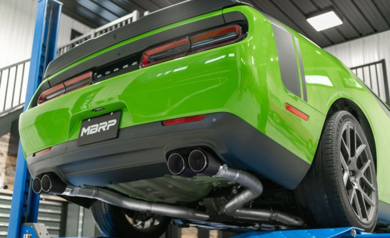 MBRP Armor Pro Series 3-Inch Cat-Back Exhaust System with Quad Carbon Fiber Tips for Dodge Challenger 2015-2017