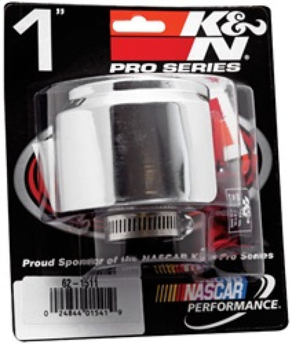 K&N Engineering 62-1511 1-Inch Flange Crankcase Vent Filter with Chrome Top and Deflector Shield