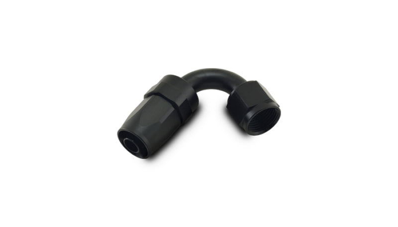 Vibrant -12AN 120 Degree Elbow Hose End Fitting with Black Hard Anodized Finish