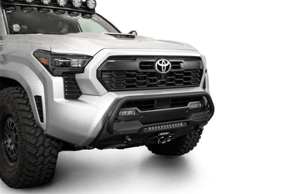 Addictive Desert Designs 2024 Toyota Tacoma Stealth Center Mount Winch Front Bumper with Top Hoop and 20-Inch Light Bar Mount