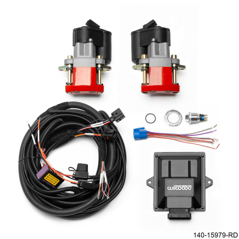 Wilwood Electronic Parking Brake Rear Retrofit Brake Kit with Red Powder Coat Caliper