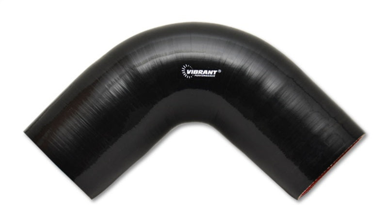 Vibrant 4 Ply Reinforced Silicone Elbow Connector – 3.5 Inch I.D. 90 Degree Black Elbow for Automotive Applications
