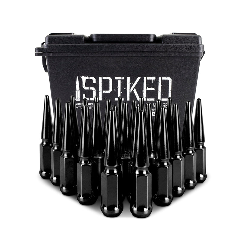 Mishimoto Steel Spiked Lug Nuts M14 x 1.5 – 24-Pack Black for Aggressive Wheel Styling