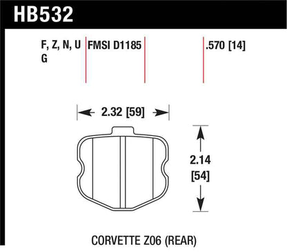 Hawk 06-10 Chevy Corvette (OEM Pad Design) Rear HP+ Street Brake Pads