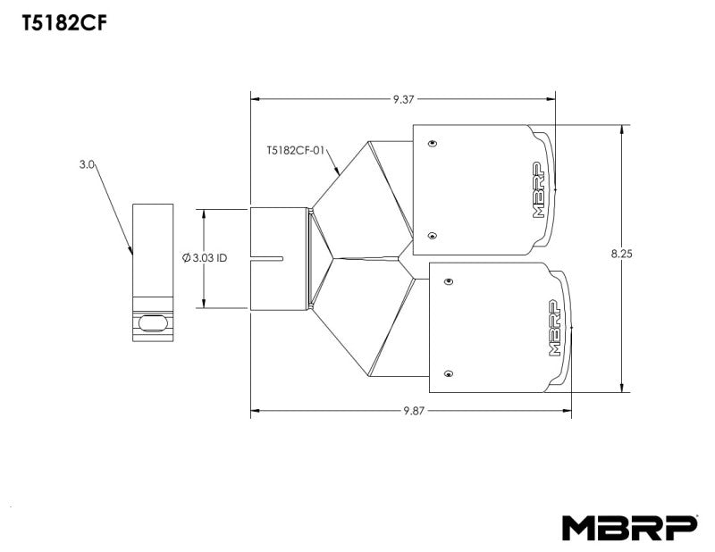 MBRP Carbon Fiber Dual Wall Exhaust Tip - 3 Inch Inlet, 4 Inch Outer Diameter, Left and Right Tips
