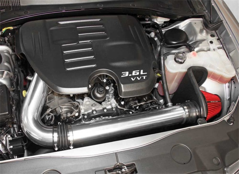 Spectre 11-17 Challenger/Charger 3.6L Air Intake Kit – Polished Aluminum with Red Washable Filter