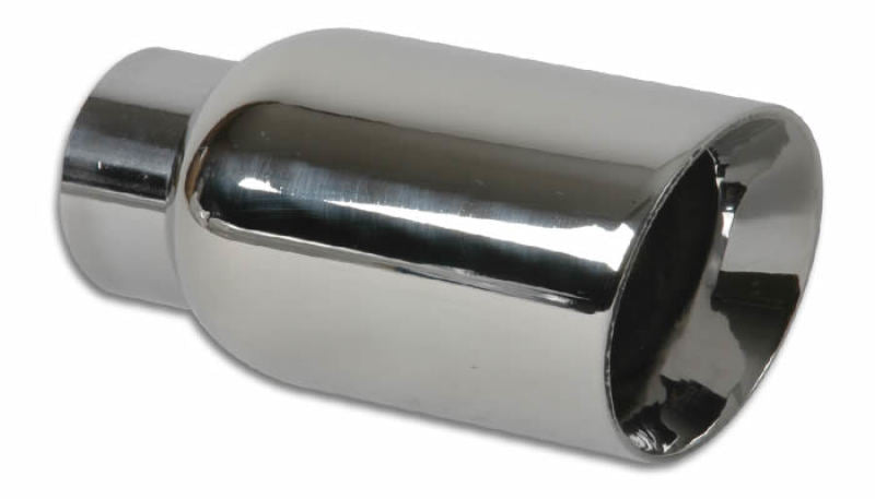 Vibrant 4 inch OD Round Stainless Steel Exhaust Tip with Beveled Outlet - 3 inch Inlet