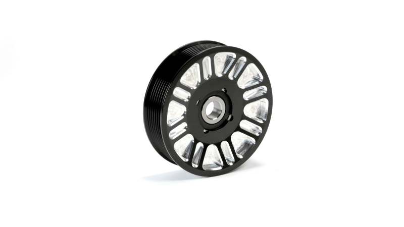 Fleece Performance 03-18 Dodge 2500/3500 Cummins Upper Fan Pulley Idler with Black Contrast Finish