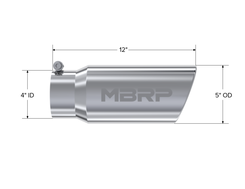 MBRP Universal Exhaust Tip 5 in. Diameter, 12 in. Length, Polished Stainless Steel, Model T5051