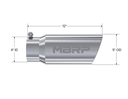 MBRP Universal Exhaust Tip 5 in. Diameter, 12 in. Length, Polished Stainless Steel, Model T5051